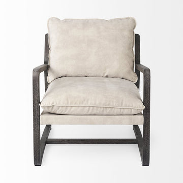 34" Gray and Brown Fabric Lounge Chair