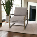 34" Gray and Brown Fabric Lounge Chair