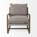 34" Gray and Brown Fabric Lounge Chair