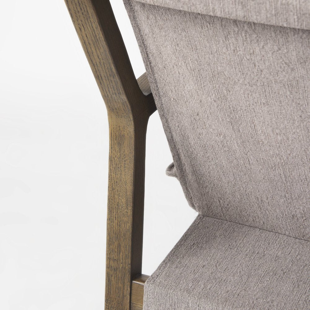 34" Gray and Brown Fabric Lounge Chair