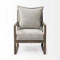 32" Ash Gray and Brown Fabric Arm Chair