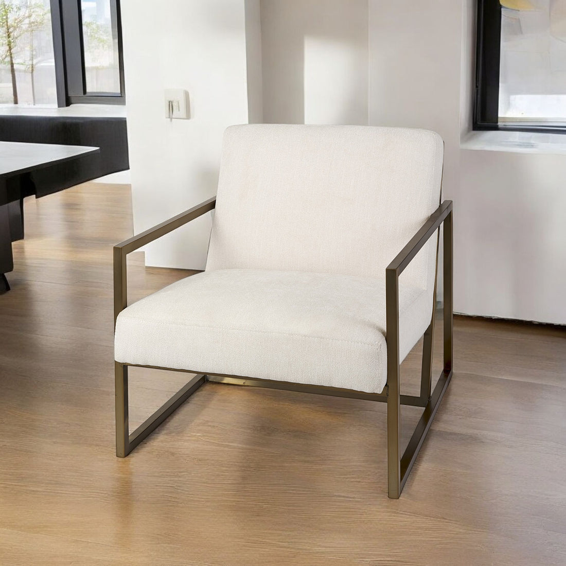 Geo Modern Cream And Gold Accent Or Side Chair