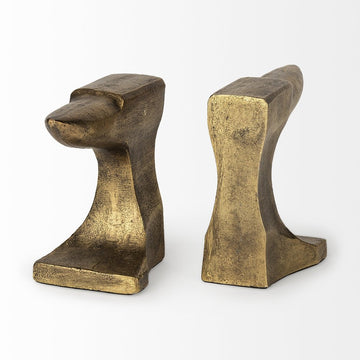 Set of Two 6" Gold Metal Decorative Bookends