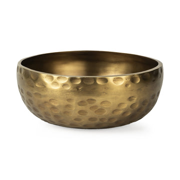 11" Antiqued Brass Hammered Artisan Round Centerpiece Bowl