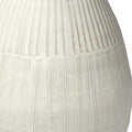 21" White Striped Ceramic Cylinder Floor Vase