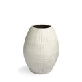 21" White Striped Ceramic Cylinder Floor Vase