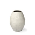 21" White Striped Ceramic Cylinder Floor Vase