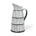 13" Black And White Ceramic Cylinder Jug Vase With Sculptural Details