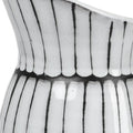 13" Black And White Ceramic Cylinder Jug Vase With Sculptural Details