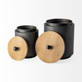 Set of Two Dark Gray Metal Decorative Canister