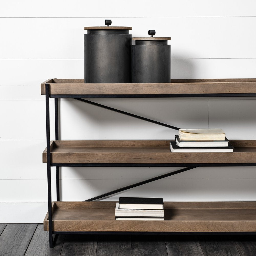 Set of Two Dark Gray Metal Decorative Canister