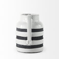 7" Blue And White Cylinder Ceramic Urns Jars