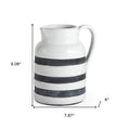 9" Blue And White Cylinder Ceramic Urns Jars