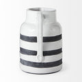 9" Blue And White Cylinder Ceramic Urns Jars