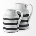9" Blue And White Cylinder Ceramic Urns Jars