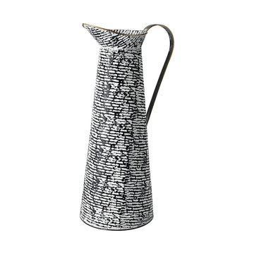 20" Black And White Cylinder Metal Urns Jars