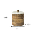 7" Brown Cylinder Solid Wood