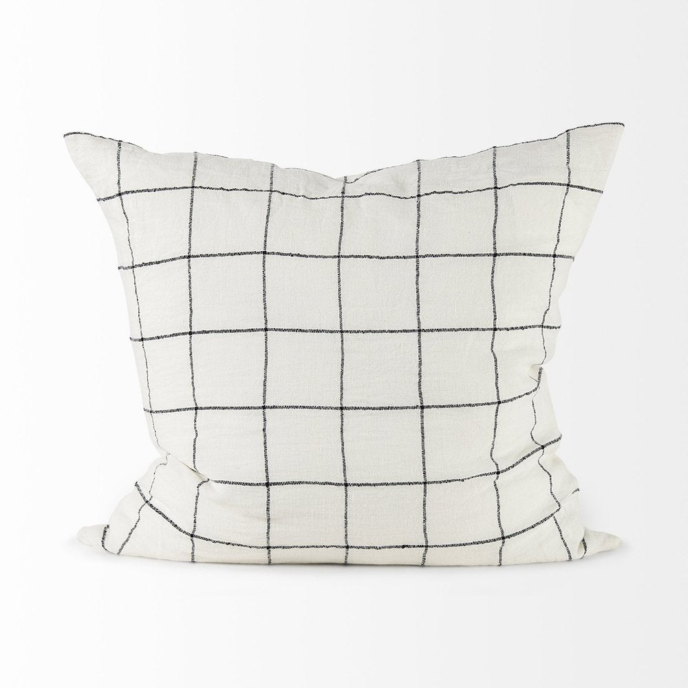 White And Black Grid Square Accent Pillow Cover