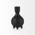 7" Black Ceramic Round Jug Vase