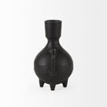 7" Black Ceramic Round Jug Vase
