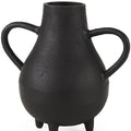8" Black Two Handle Ceramic Jug Vase