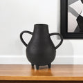 8" Black Two Handle Ceramic Jug Vase