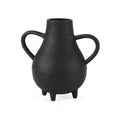 8" Black Two Handle Ceramic Jug Vase