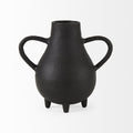 8" Black Two Handle Ceramic Jug Vase
