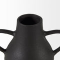 8" Black Two Handle Ceramic Jug Vase