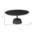32" Dark Brown and Black Solid Wood and Iron Round Pedestal Coffee Table