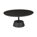 32" Dark Brown and Black Solid Wood and Iron Round Pedestal Coffee Table