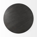 32" Dark Brown and Black Solid Wood and Iron Round Pedestal Coffee Table