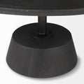 32" Dark Brown and Black Solid Wood and Iron Round Pedestal Coffee Table