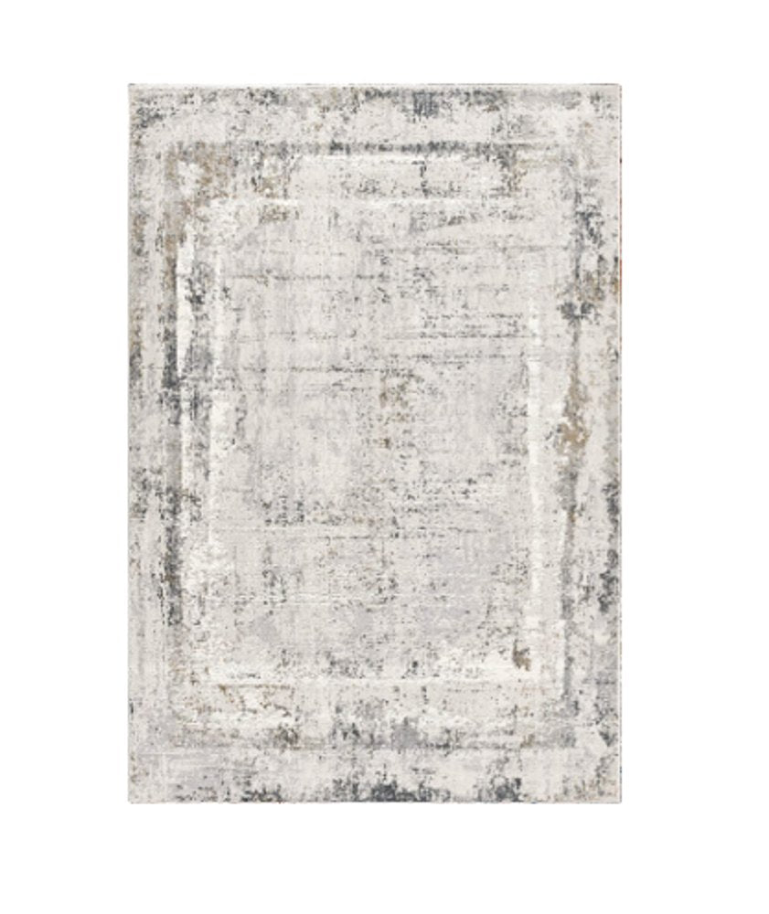 5' X 8' Gray and Ivory Abstract Power Loom Area Rug