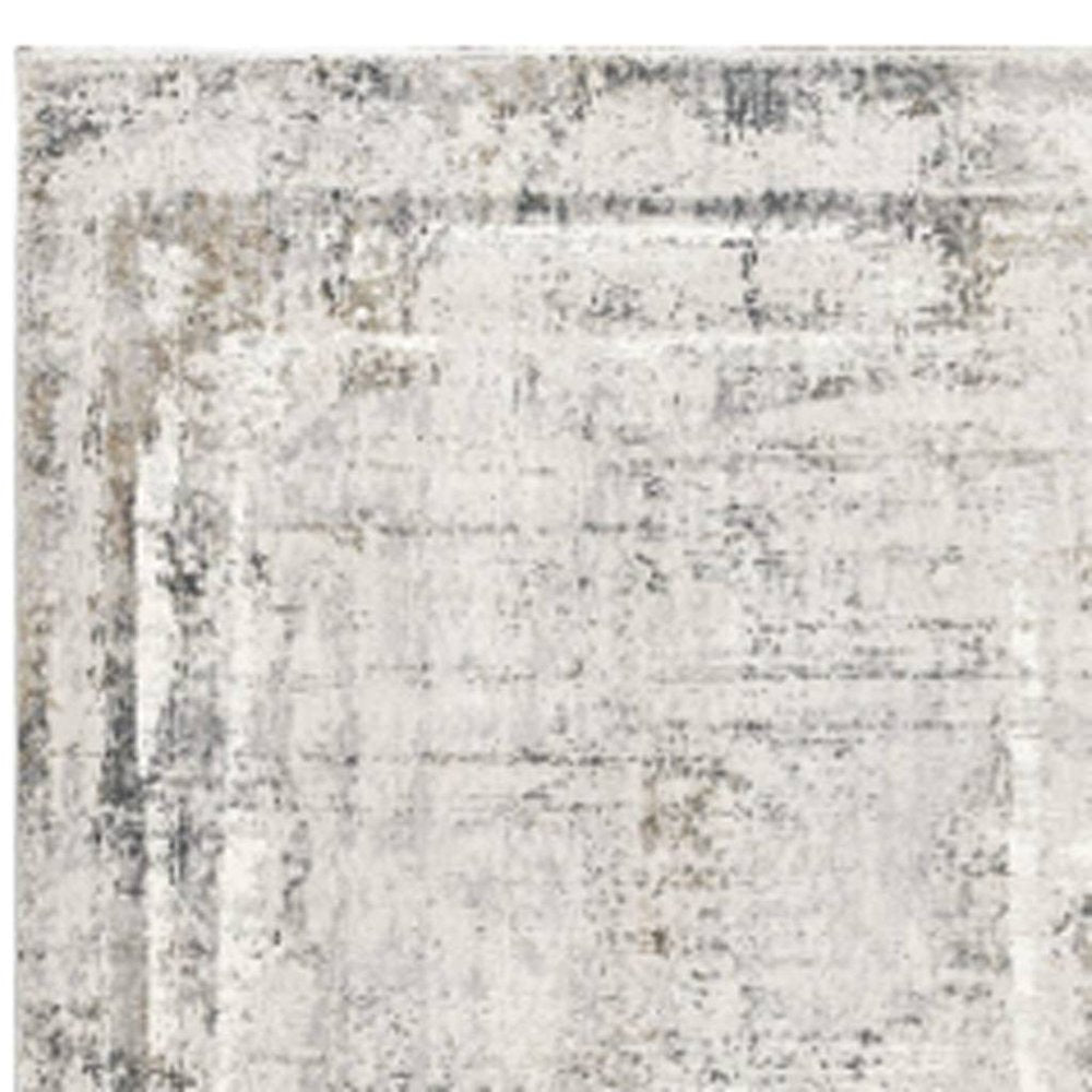 5' X 8' Gray and Ivory Abstract Power Loom Area Rug