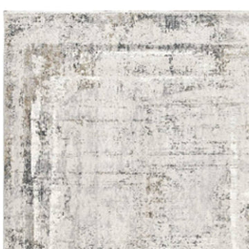 5' X 8' Gray and Ivory Abstract Power Loom Area Rug