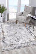 5' X 8' Gray and Ivory Abstract Power Loom Area Rug
