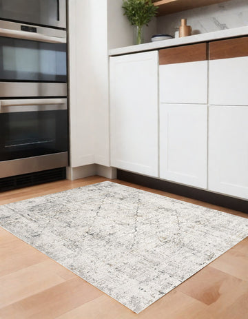 4' X 6' Gray and Ivory Abstract Power Loom Area Rug