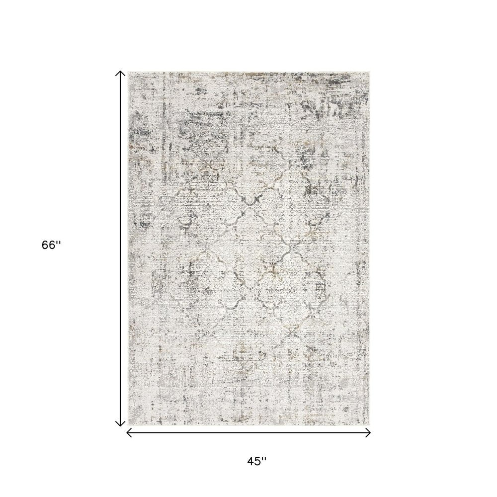 5' X 7' Gray and Ivory Abstract Area Rug