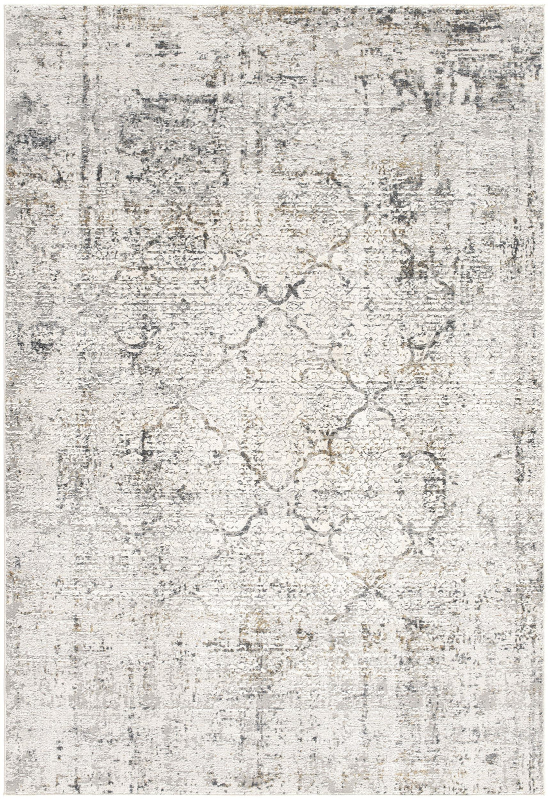 4' X 6' Gray and Ivory Abstract Power Loom Area Rug