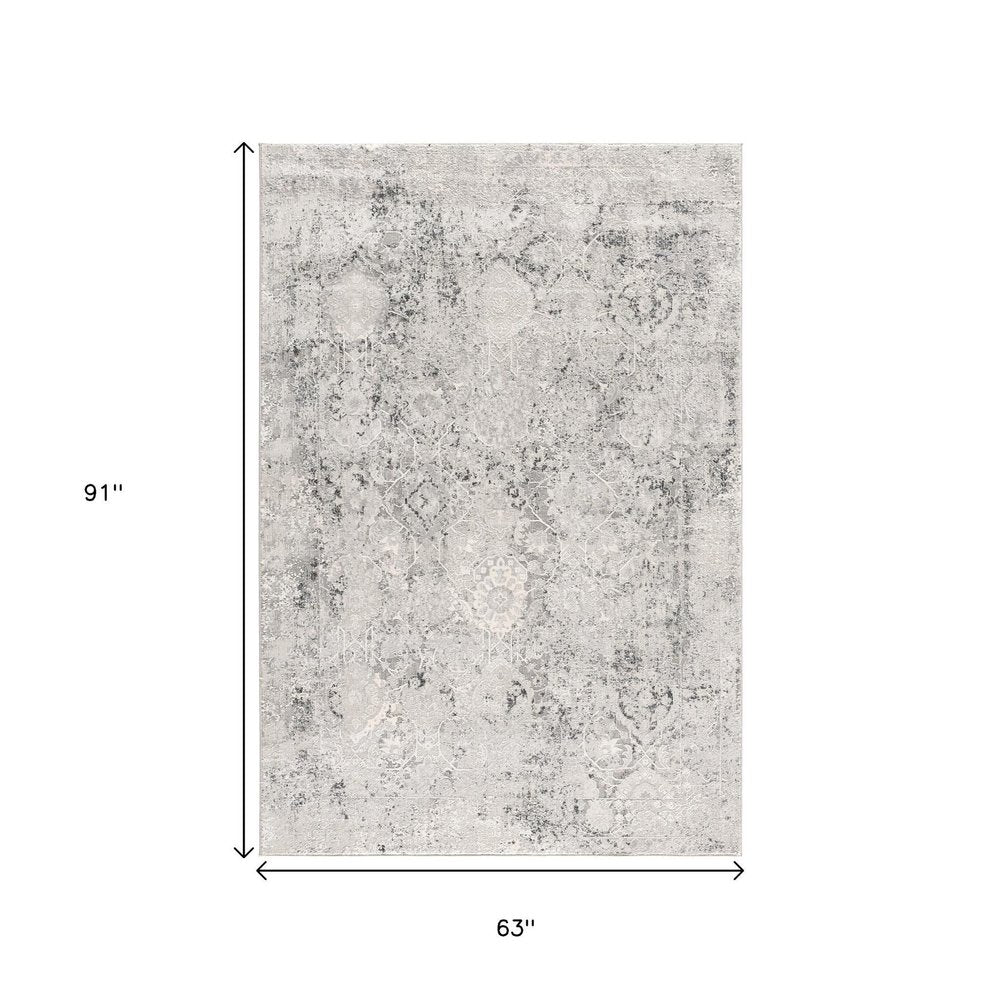 5' X 7' Gray and Ivory Abstract Area Rug