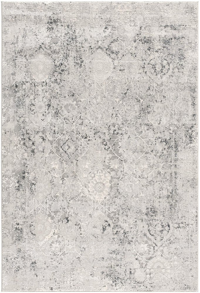 5' X 7' Gray and Ivory Abstract Area Rug