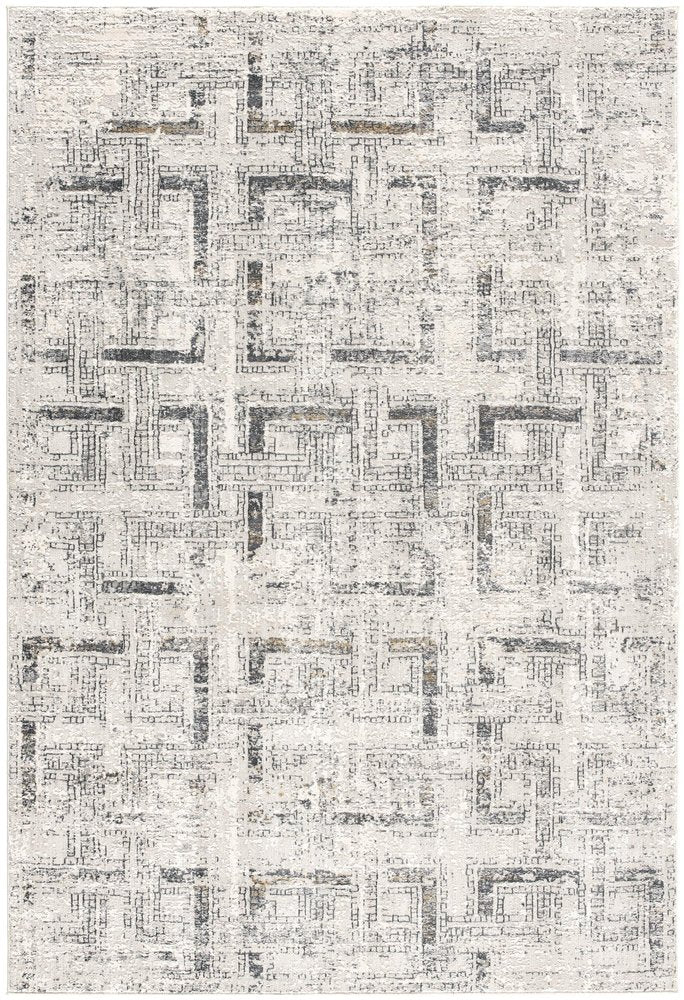 5' X 8' Gray and Ivory Abstract Power Loom Area Rug