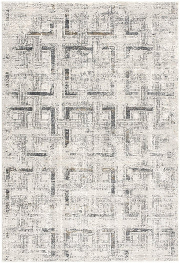 4' X 6' Gray and Ivory Abstract Power Loom Area Rug