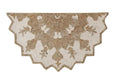 2' X 4' Tan and Beige Wool Medallion Hand Woven Half Circle Area Rug