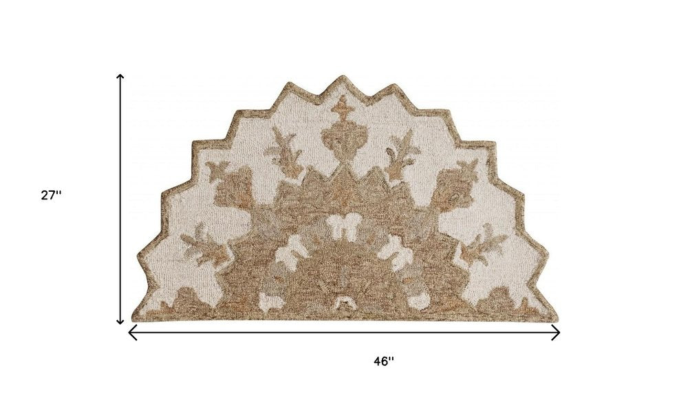 2' X 7' Tan Retro Modern Medallion Runner Rug