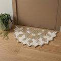 2' X 4' Tan and Beige Wool Medallion Hand Woven Half Circle Area Rug