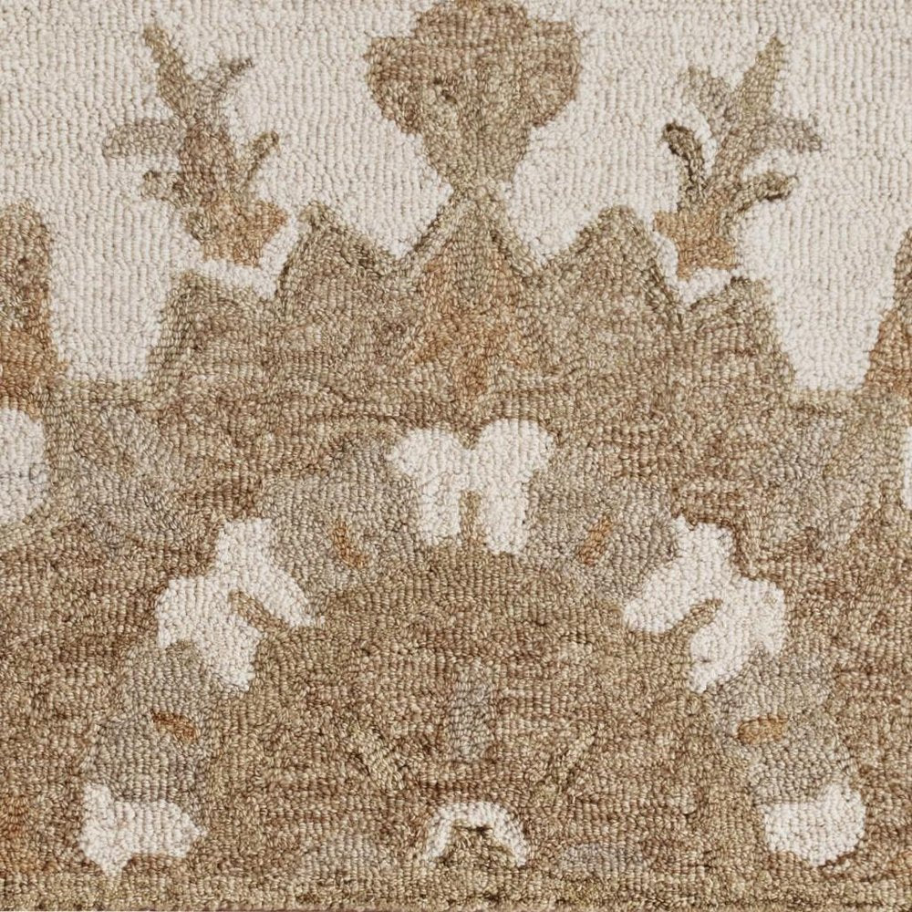 3' Round Tan Retro Modern Medallion Area Rug