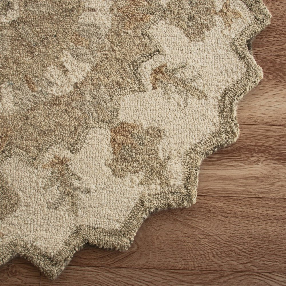 2' X 7' Tan Retro Modern Medallion Runner Rug