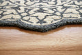 2' X 4' Navy And White Decorative Hearth Rug